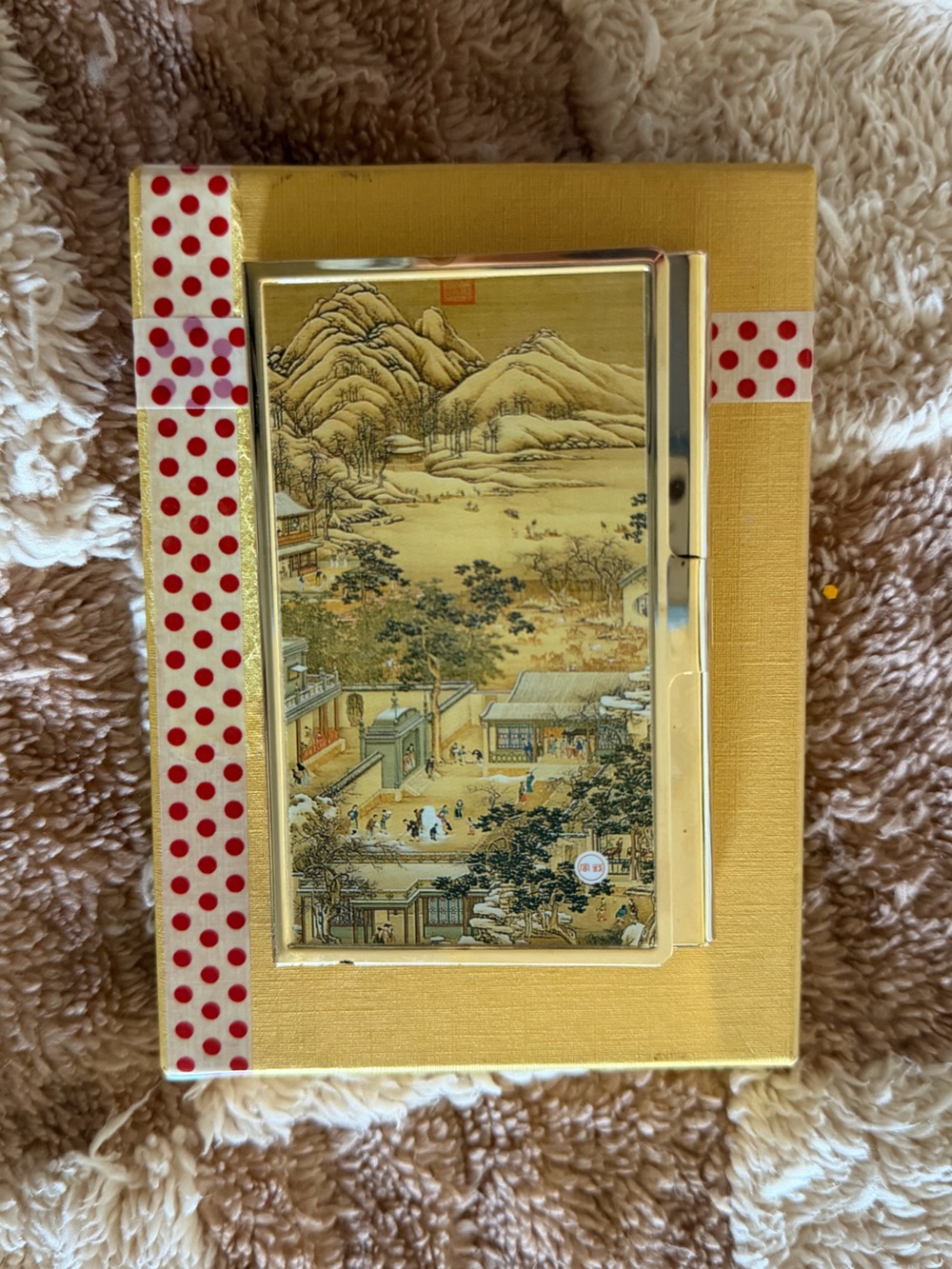 In box | Gold Brass Mirrored Korean Business Card Case